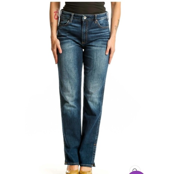 rag & bone Denim - Rag & Bone Aster Straight Leg Jeans Medium Wash Blue Side Slit WDD22S2647CAAS 28